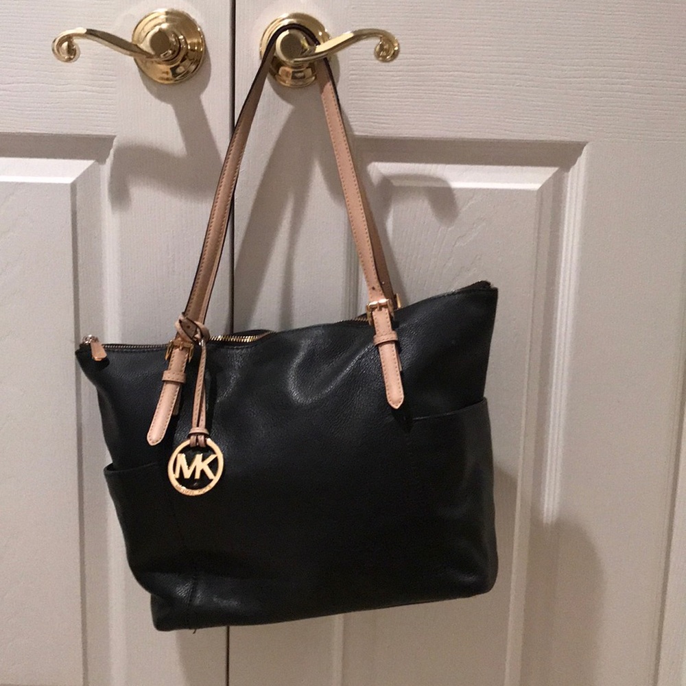 Black pebble leather Michael Kors handbag
